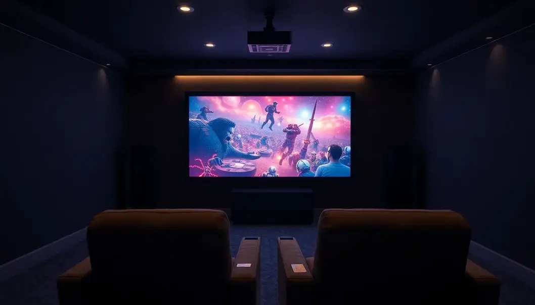 An optimized home theater setup with high-quality audiovisual equipment.
