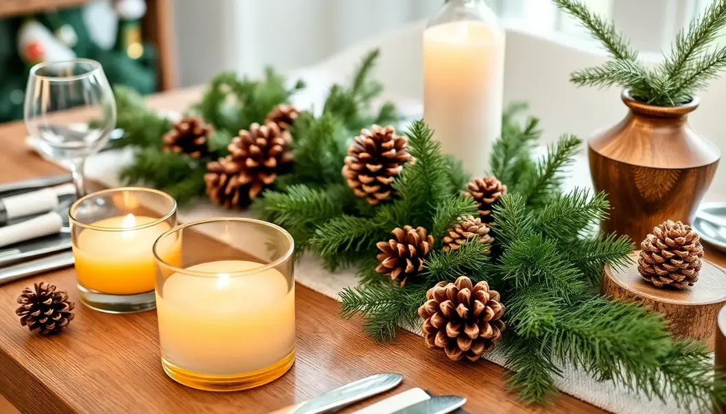 Minimalist elegance: monochrome decorations and soft lighting.